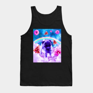 Rainbow Unicorn Pug In The Clouds In Space Tank Top